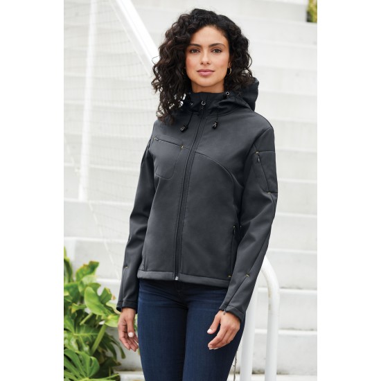 Port Authority Ladies Textured Hooded Soft Shell Jacket. L706 Port Authority Ladies Textured Hooded Soft Shell Jacket. L706
