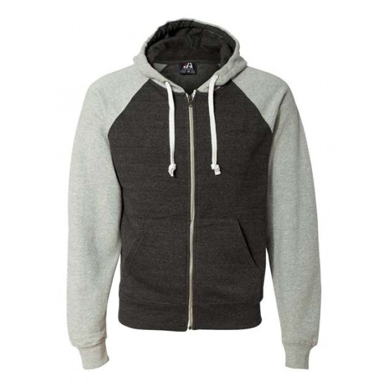 J. America 8874 - Triblend Raglan Full-Zip Hooded Sweatshirt J. America 8874 - Triblend Raglan Full-Zip Hooded Sweatshirt