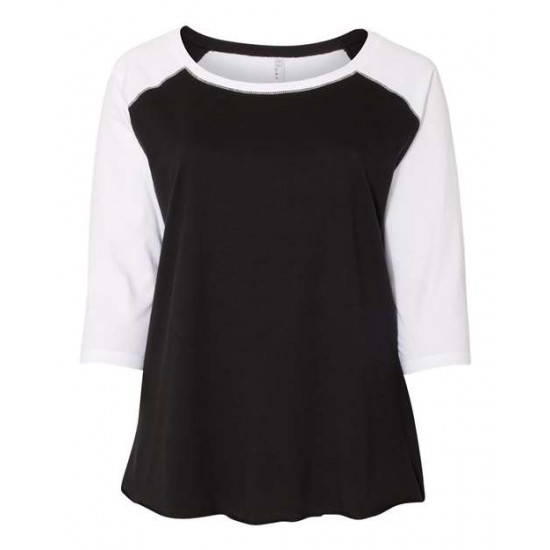 LAT 3830 - Curvy Collection Women's Baseball Three-Quarter Sleeve Tee LAT 3830 - Curvy Collection Women's Baseball Three-Quarter Sleeve Tee