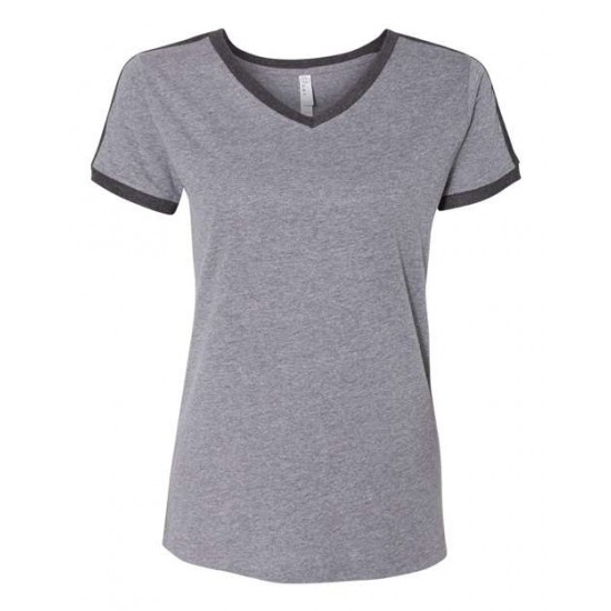 LAT 3532 - Women's Retro Ringer Fine Jersey V-Neck Tee LAT 3532 - Women's Retro Ringer Fine Jersey V-Neck Tee