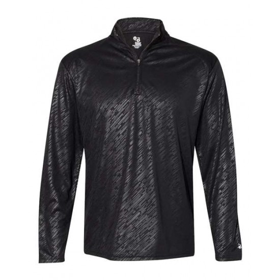 Badger 4134 - Line Embossed Quarter-Zip Long Sleeve T-Shirt Badger 4134 - Line Embossed Quarter-Zip Long Sleeve T-Shirt