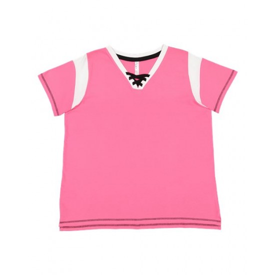LAT 3833 - Women's Curvy Lace Up Fine Jersey Tee LAT 3833 - Women's Curvy Lace Up Fine Jersey Tee