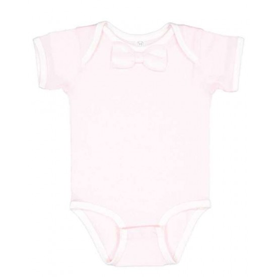 Rabbit Skins 4407 - Baby Rib Infant Bow Tie Bodysuit Rabbit Skins 4407 - Baby Rib Infant Bow Tie Bodysuit