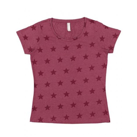 Code Five 3629 - Women's Star Print Scoop Neck Tee Code Five 3629 - Women's Star Print Scoop Neck Tee