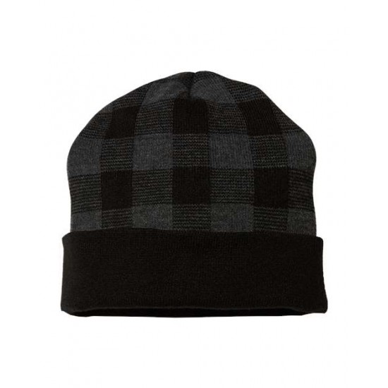 CAP AMERICA RKP12 - USA-Made Plaid Beanie CAP AMERICA RKP12 - USA-Made Plaid Beanie