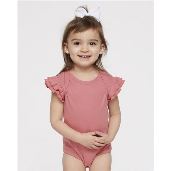 Rabbit Skins 4439 - Infant Flutter Sleeve Baby Rib Bodysuit Rabbit Skins 4439 - Infant Flutter Sleeve Baby Rib Bodysuit