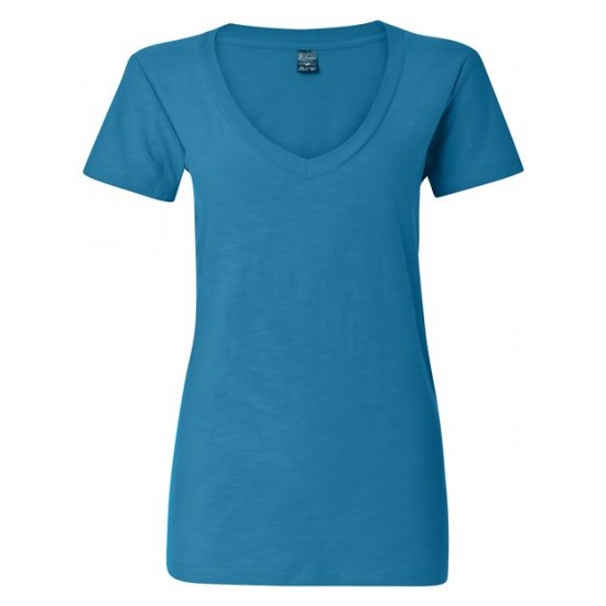 J. America 8169 - Women's V-Neck Slub T-Shirt J. America 8169 - Women's V-Neck Slub T-Shirt