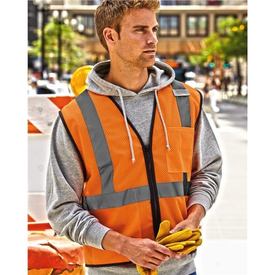 Kishigo 1519-1520 - Single Pocket Zipper Mesh Class 2 Vest Kishigo 1519-1520 - Single Pocket Zipper Mesh Class 2 Vest