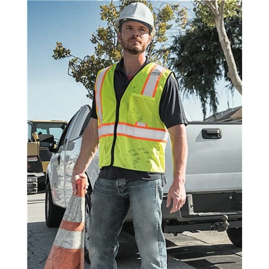Kishigo 1527-1528 - Economy Contrasting Vest with Zippered Front Kishigo 1527-1528 - Economy Contrasting Vest with Zippered Front