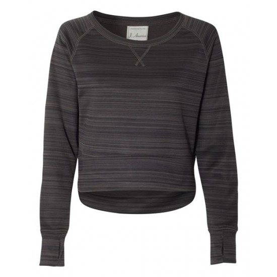 J. America 8663 - Women's Odyssey Striped Performance Fleece Hi-Low Crewneck Sweatshirt J. America 8663 - Women's Odyssey Striped Performance Fleece Hi-Low Crewneck Sweatshirt