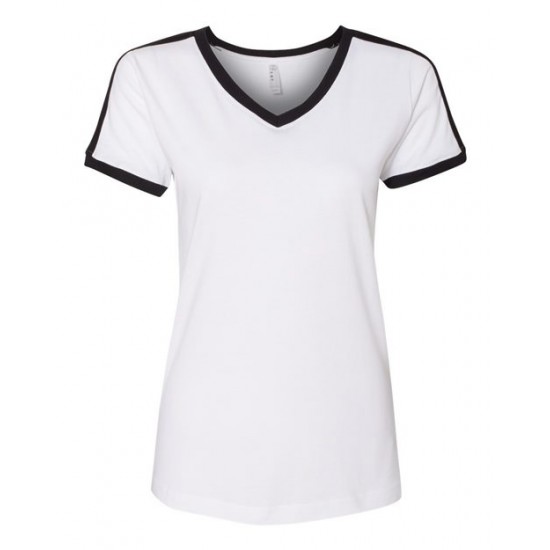 LAT 3532 - Women's Retro Ringer Fine Jersey V-Neck Tee LAT 3532 - Women's Retro Ringer Fine Jersey V-Neck Tee