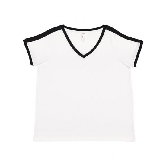 LAT 3832 - Women's Curvy Retro Ringer Premium Jersey V-Neck Tee LAT 3832 - Women's Curvy Retro Ringer Premium Jersey V-Neck Tee