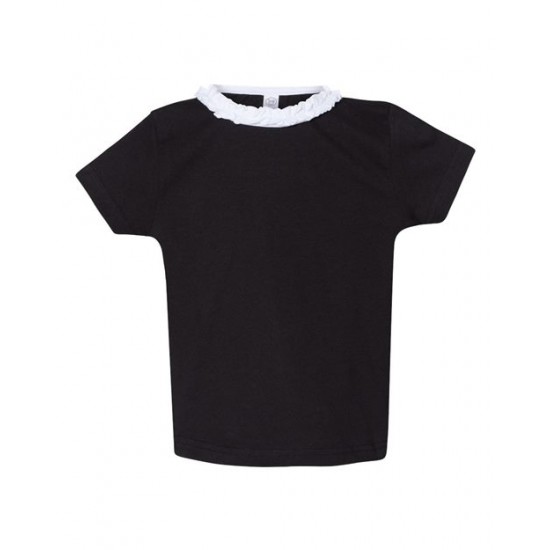 Rabbit Skins 3329 - Toddler Girls' Ruffle Neck Fine Jersey Tee Rabbit Skins 3329 - Toddler Girls' Ruffle Neck Fine Jersey Tee