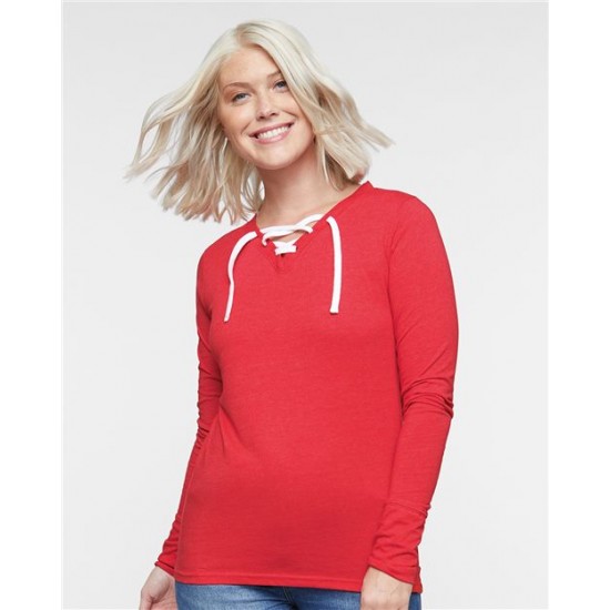 LAT 3538 - Women's Fine Jersey Lace-Up Long Sleeve T-Shirt LAT 3538 - Women's Fine Jersey Lace-Up Long Sleeve T-Shirt