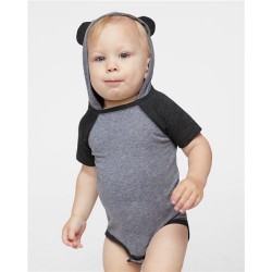 Rabbit Skins 4417 - Fine Jersey Infant Short Sleeve Raglan Bodysuit with Hood & Ears