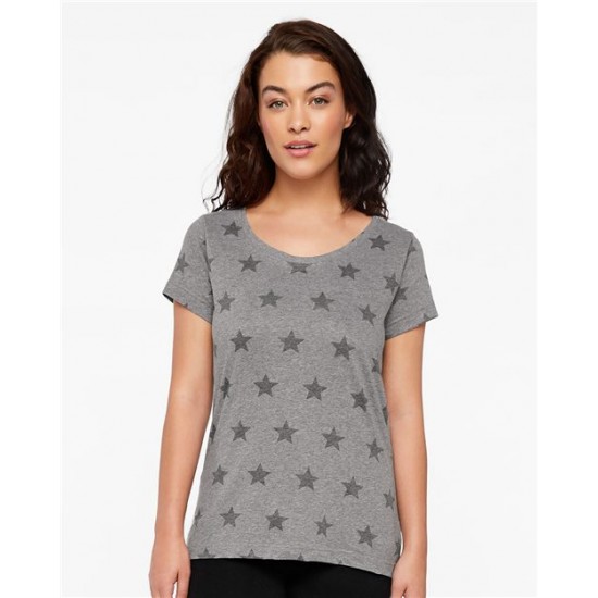 Code Five 3629 - Women's Star Print Scoop Neck Tee Code Five 3629 - Women's Star Print Scoop Neck Tee