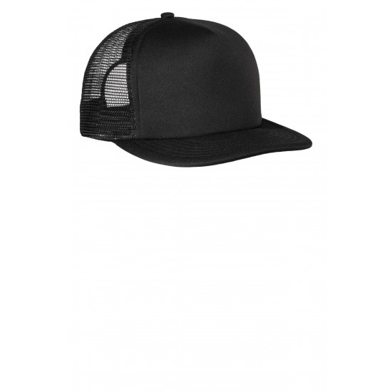District Flat Bill Snapback Trucker Cap. DT624 District Flat Bill Snapback Trucker Cap. DT624