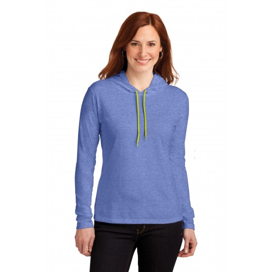 Anvil - Ladies 100% Combed Ring Spun Cotton Long Sleeve Hooded T-Shirt - 887L Cotton Long Sleeve Hooded T-Shirt