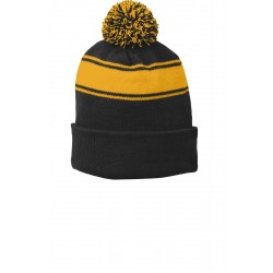 Sport-Tek STC28 - Stripe Pom Pom Beanie