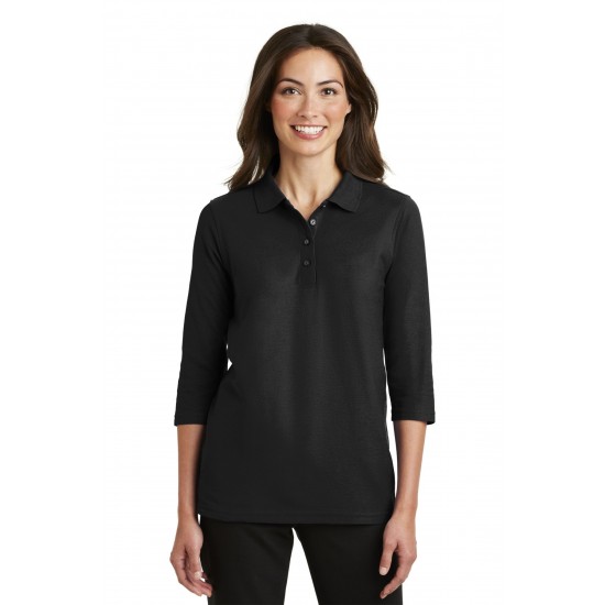 Port Authority Ladies Silk Touch& 3/4-Sleeve Polo. L562 Port Authority Ladies Silk Touch& 3/4-Sleeve Polo. L562