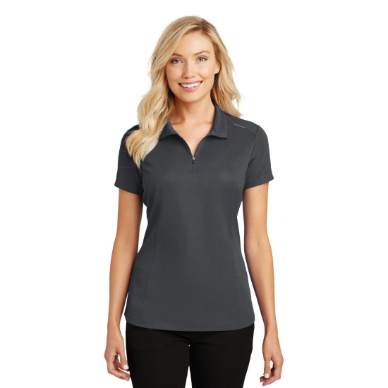 Port Authority Ladies Pinpoint Mesh Zip Polo. L580 Port Authority Ladies Pinpoint Mesh Zip Polo. L580