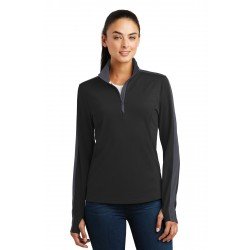 Sport-Tek LST861 - Ladies Sport-Wick Textured Colorblock 1/4-Zip Pullover