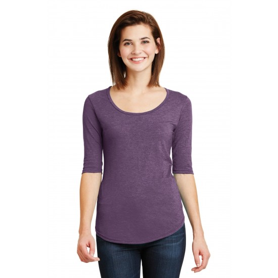 Anvil - Ladies Tri-Blend Deep Scoop Neck 1/2-Sleeve Curved Bottom T-shirt - 6756L Curved Bottom T-shirt