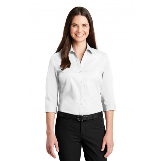 Port Authority Ladies 3/4-Sleeve Carefree Poplin Shirt. LW102 Port Authority Ladies 3/4-Sleeve Carefree Poplin Shirt. LW102