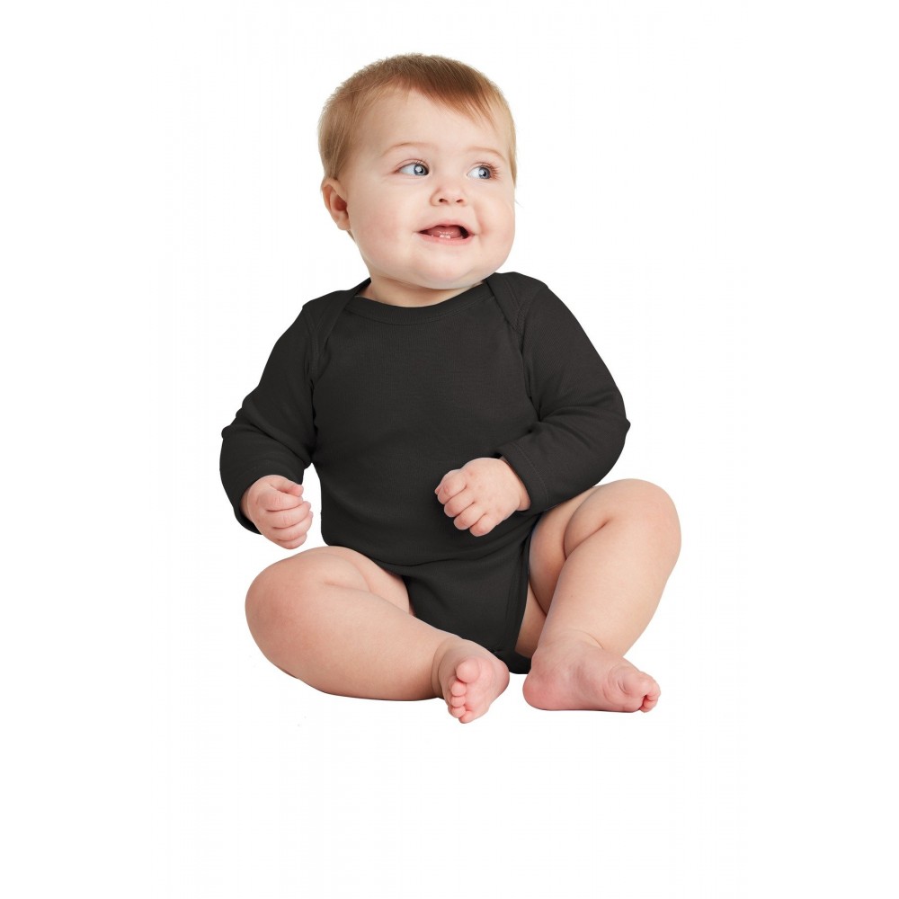 Rabbit Skins Infant Baseball Fine Jersey Bodysuit - Black/ White - NB