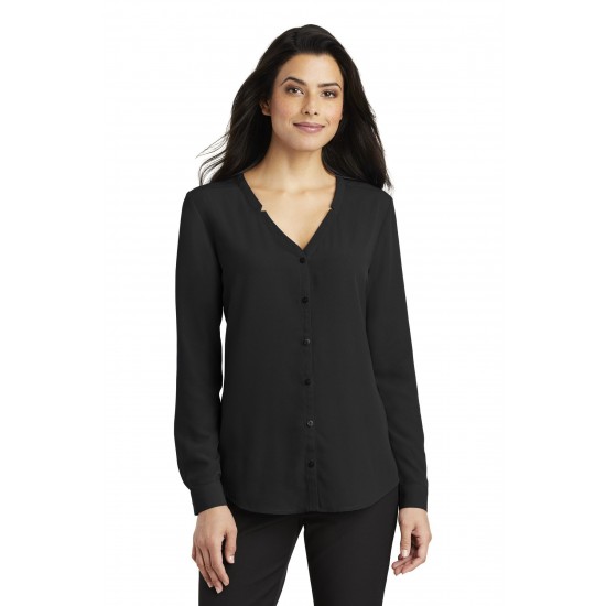 Port Authority Ladies Long Sleeve Button-Front Blouse. LW700 Port Authority Ladies Long Sleeve Button-Front Blouse. LW700