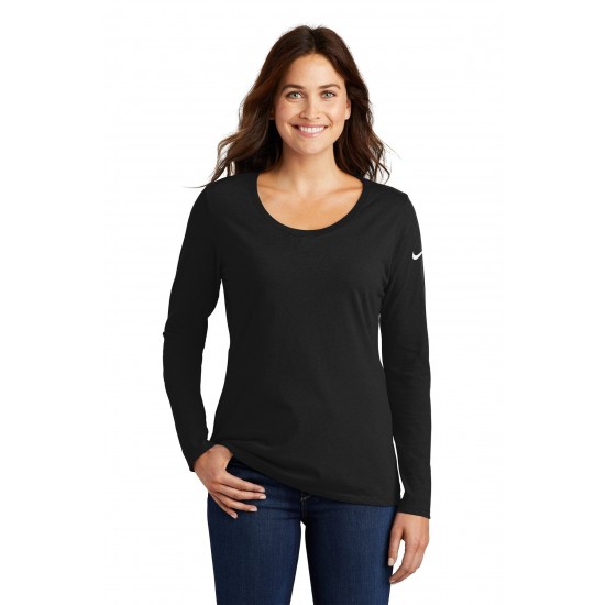 Nike Ladies Core Cotton Long Sleeve Scoop Neck Tee. NKBQ5235 Nike Ladies Core Cotton Long Sleeve Scoop Neck Tee. NKBQ5235