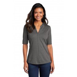 Port Authority   Ladies Stretch Heather Open Neck Top LK583 Port Authority   Ladies Stretch Heather Open Neck Top LK583