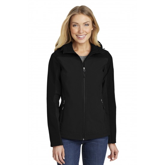 Port Authority Ladies Hooded Core Soft Shell Jacket. L335 Port Authority Ladies Hooded Core Soft Shell Jacket. L335