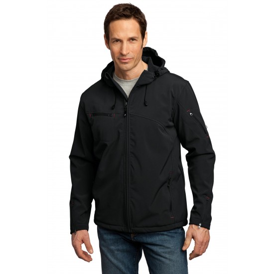 Port Authority Textured Hooded Soft Shell Jacket. J706 Port Authority Textured Hooded Soft Shell Jacket. J706