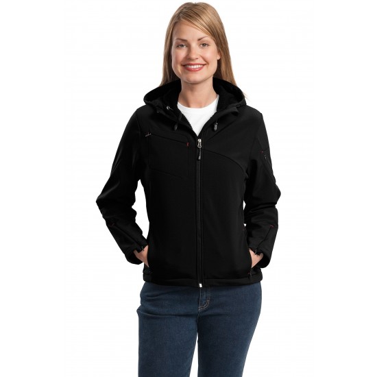Port Authority Ladies Textured Hooded Soft Shell Jacket. L706 Port Authority Ladies Textured Hooded Soft Shell Jacket. L706